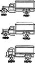 Schematic diagrams of trucks in various versions drawn